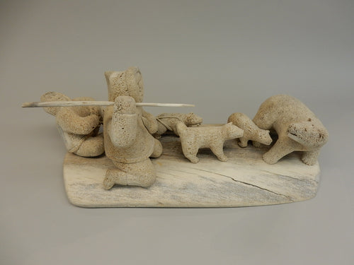 Whalebone Hunting Scene